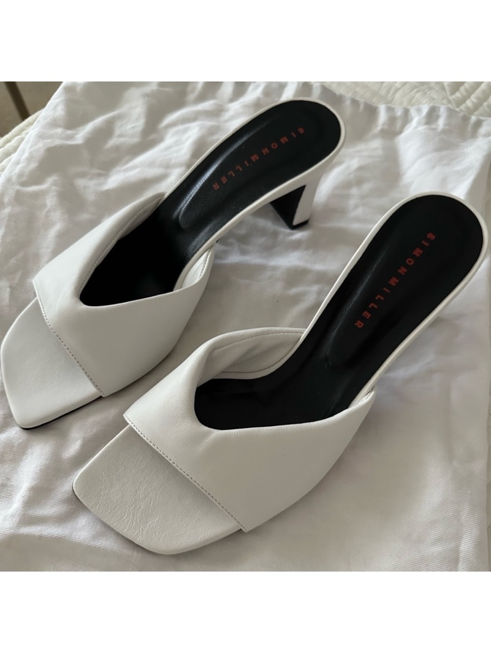 Simon Miller White Open-Toe Mid Heel Mules 7.5